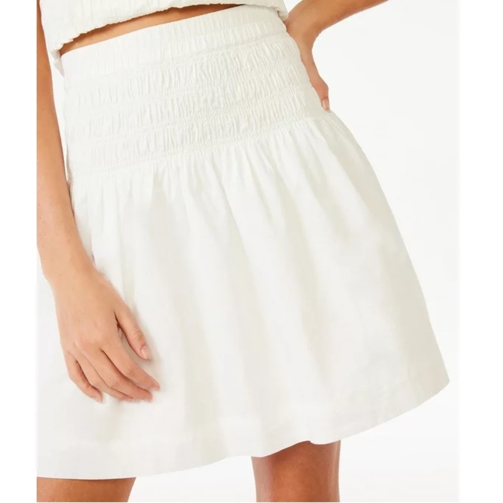 Free Assembly Cotton Smocked Mini Skirt